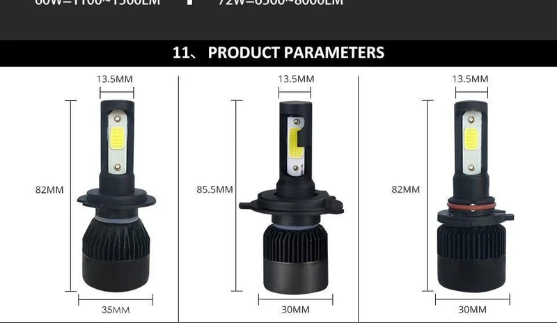 2PC LED Auto Licht H7 H4 LED H1 H3 HB4 9005 9006 9012 Scheinwerfer Fahren Abblendlicht Nebel Licht Ersatz für Autos Scheinwerfer