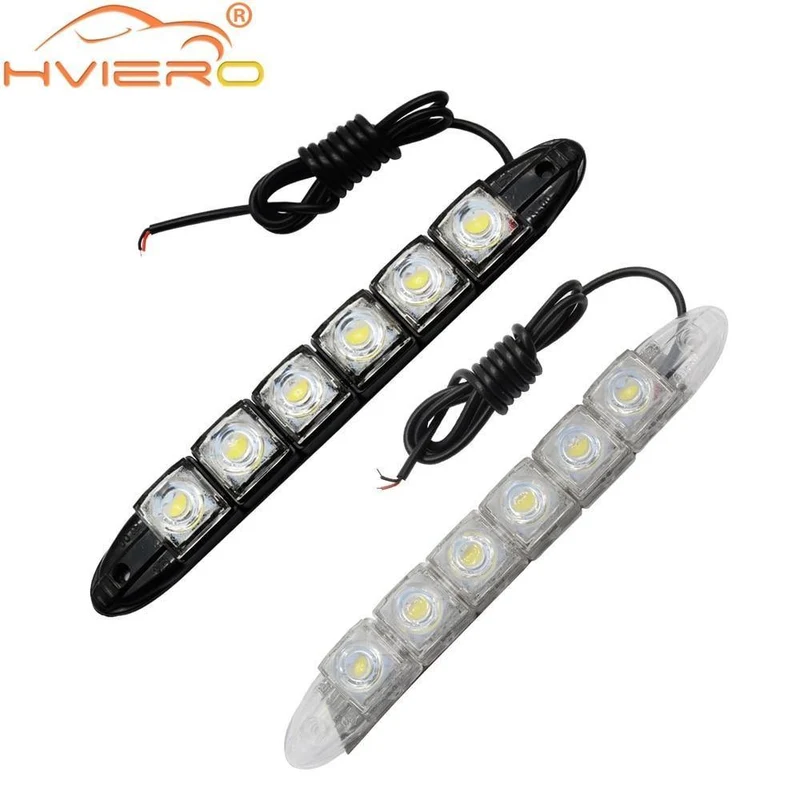 2 Stücke Weiß Wasserdicht Helle Flexible Fahren Nebel Glühbirne Warnleuchte Auto Styling DRL Tagfahrlicht 6LED DC 12V Auto Led