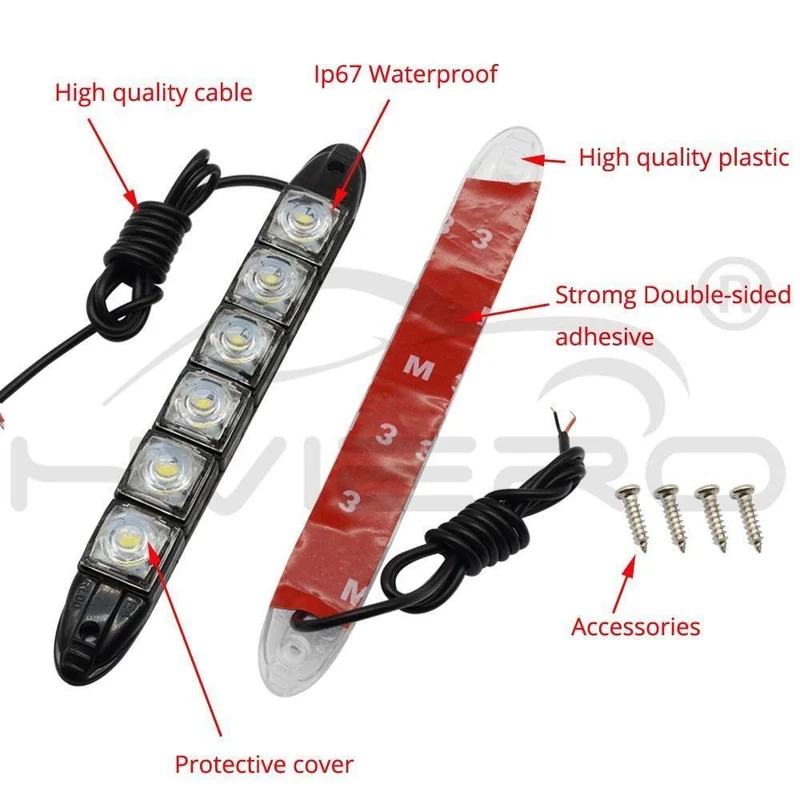 2 Stücke Weiß Wasserdicht Helle Flexible Fahren Nebel Glühbirne Warnleuchte Auto Styling DRL Tagfahrlicht 6LED DC 12V Auto Led