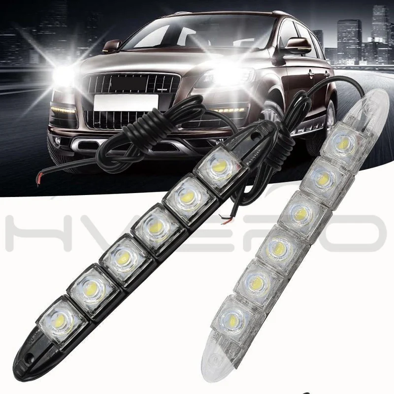 2 Stücke Weiß Wasserdicht Helle Flexible Fahren Nebel Glühbirne Warnleuchte Auto Styling DRL Tagfahrlicht 6LED DC 12V Auto Led