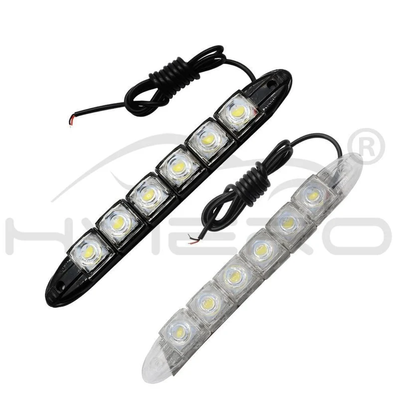2 Stücke Weiß Wasserdicht Helle Flexible Fahren Nebel Glühbirne Warnleuchte Auto Styling DRL Tagfahrlicht 6LED DC 12V Auto Led