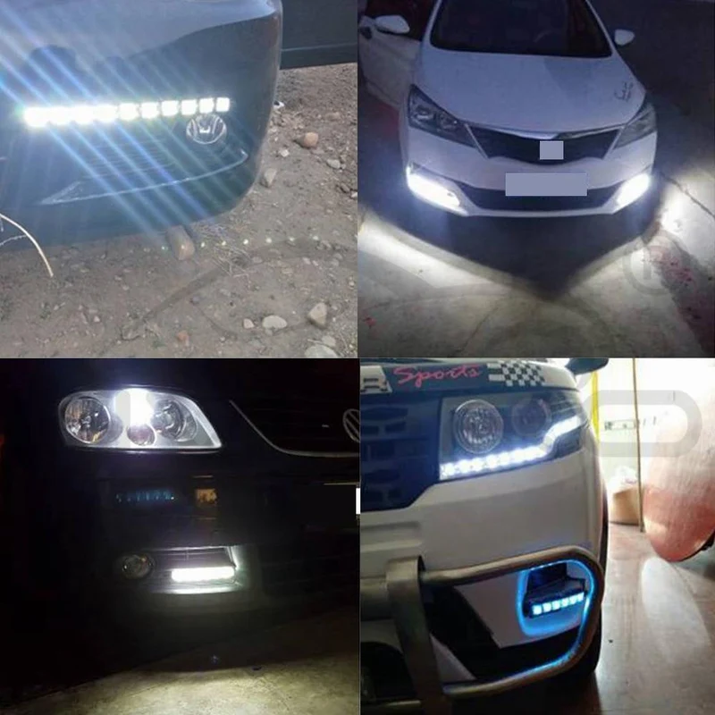 2 Stücke Weiß Wasserdicht Helle Flexible Fahren Nebel Glühbirne Warnleuchte Auto Styling DRL Tagfahrlicht 6LED DC 12V Auto Led
