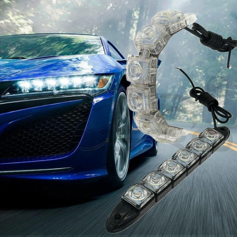 2 Stücke Weiß Wasserdicht Helle Flexible Fahren Nebel Glühbirne Warnleuchte Auto Styling DRL Tagfahrlicht 6LED DC 12V Auto Led