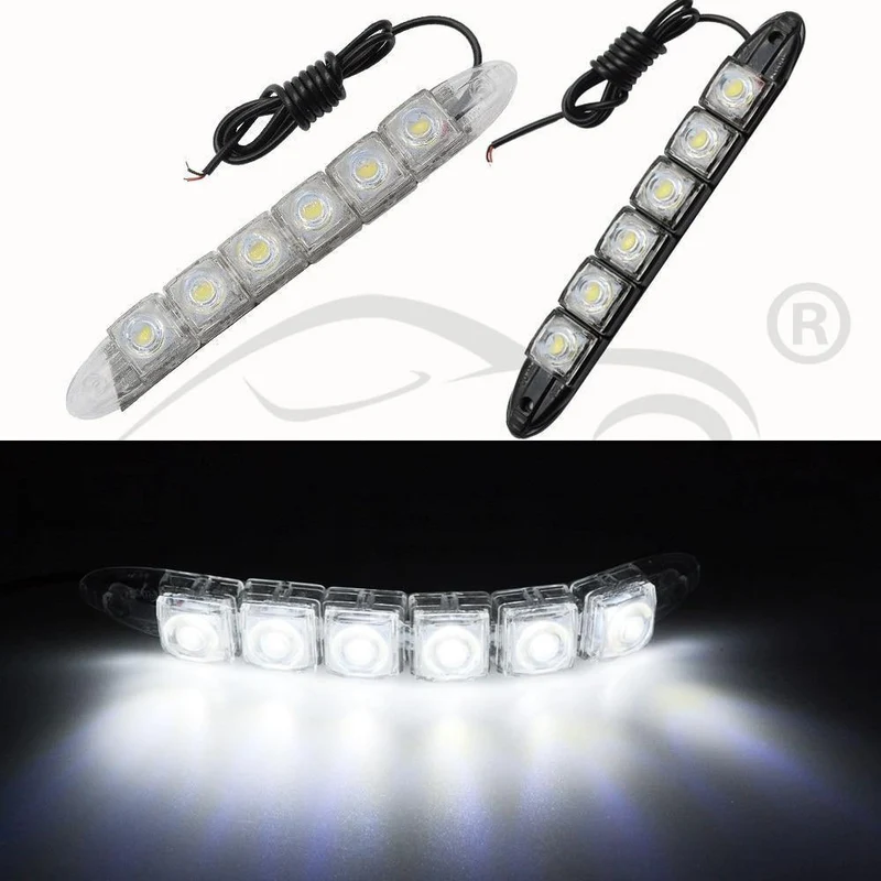 2 Stücke Weiß Wasserdicht Helle Flexible Fahren Nebel Glühbirne Warnleuchte Auto Styling DRL Tagfahrlicht 6LED DC 12V Auto Led