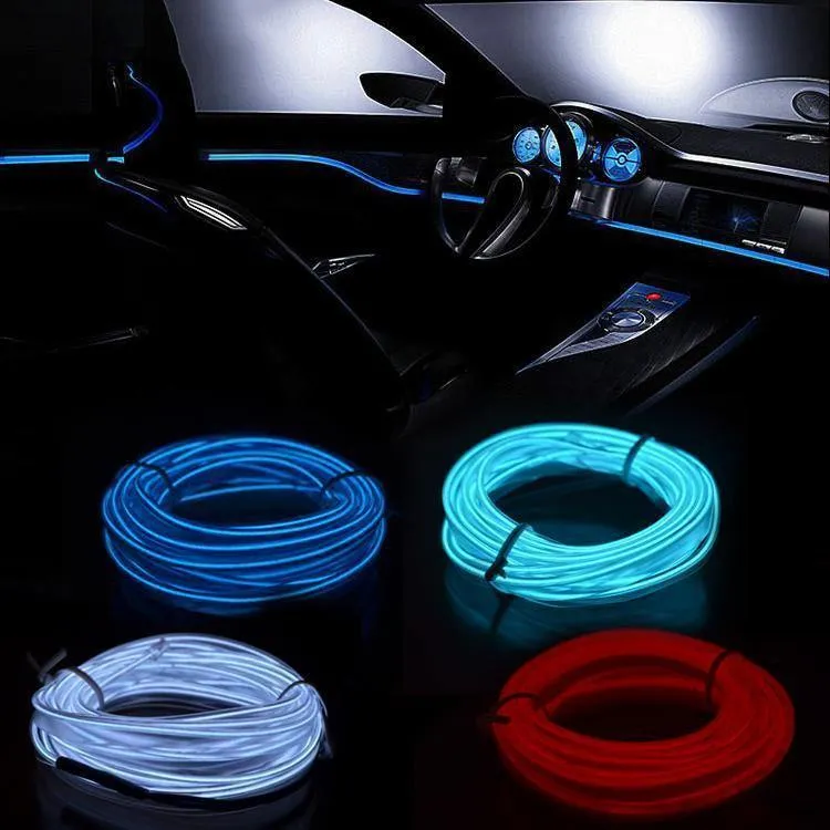 3m / 5m Auto LED Streifen Dekoration Streifen 12V Flexible Neon EL Drahtseil Indoor Universal Interior LED Auto Licht Streifen für Auto Auto