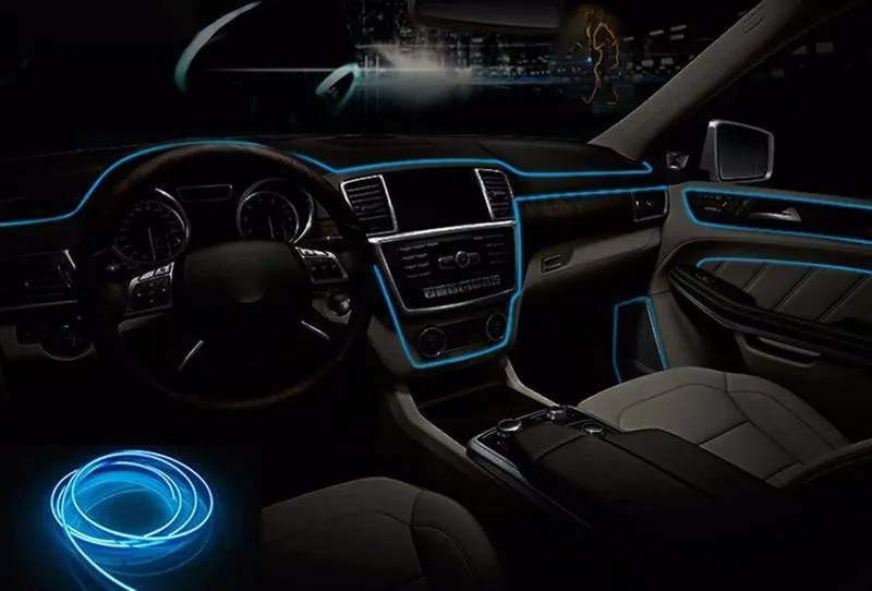 3m / 5m Auto LED Streifen Dekoration Streifen 12V Flexible Neon EL Drahtseil Indoor Universal Interior LED Auto Licht Streifen für Auto Auto