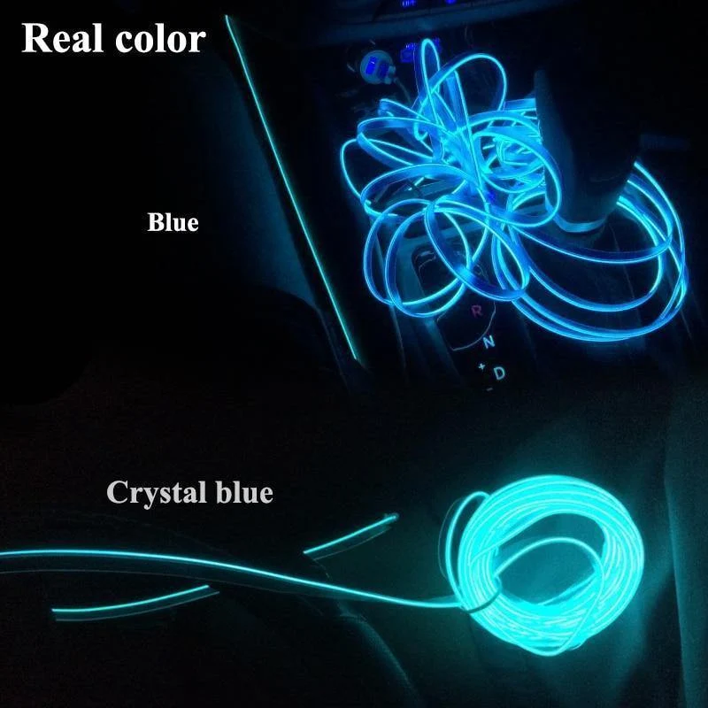 3m / 5m Auto LED Streifen Dekoration Streifen 12V Flexible Neon EL Drahtseil Indoor Universal Interior LED Auto Licht Streifen für Auto Auto