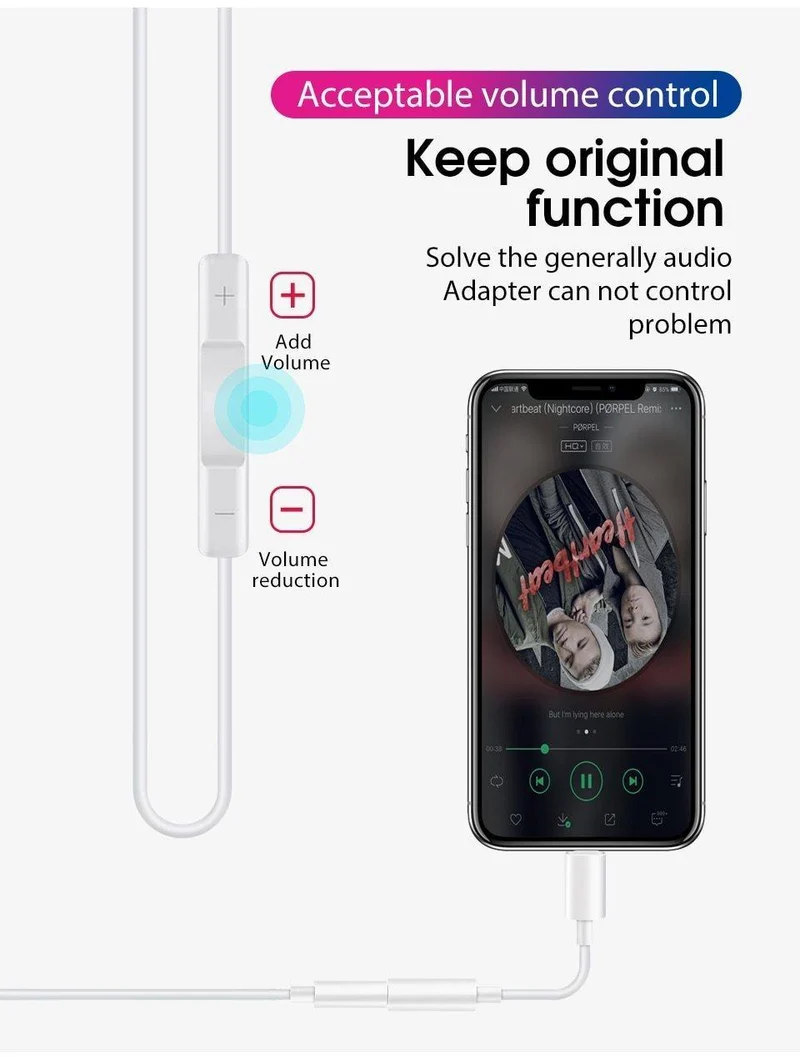 Original für Apple Lightning Kopfhörerbuchsenadapter Aux Audio Konverterkabel für iPhone xs max xr x 8 7 6s plus 5 iPad ios12 11