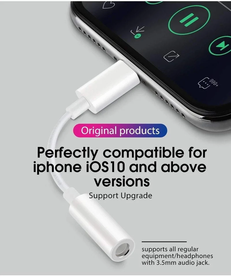 Original für Apple Lightning Kopfhörerbuchsenadapter Aux Audio Konverterkabel für iPhone xs max xr x 8 7 6s plus 5 iPad ios12 11