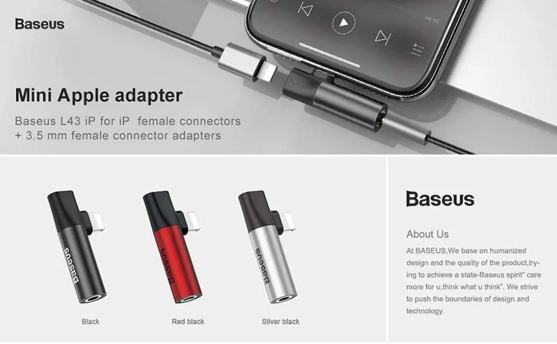 Baseus 2-in-1-Audio-Adapter für iPhone Xs Max XR Xs