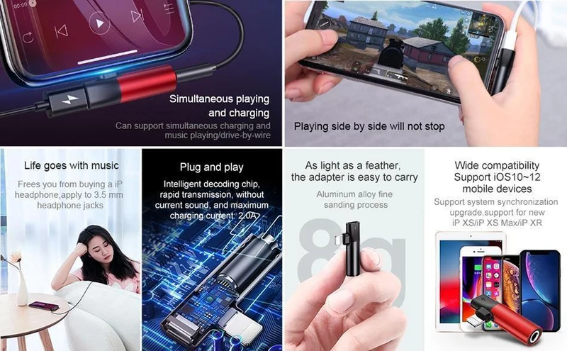 Baseus 2-in-1-Audio-Adapter für iPhone Xs Max XR Xs