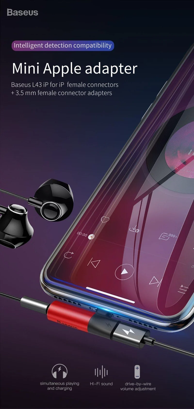 Baseus 2-in-1-Audio-Adapter für iPhone Xs Max XR Xs