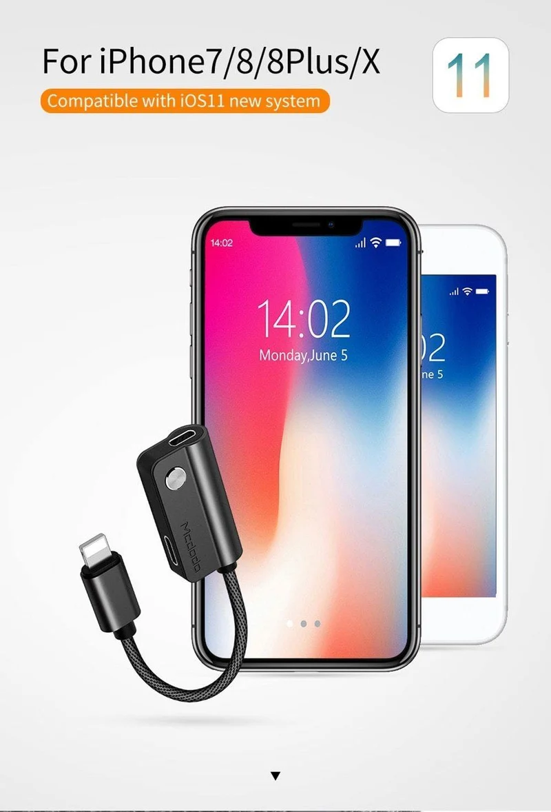 Kabeladapter für Lightning für Lightning für iPhone X 8 7 Plus Kopfhörerkabel Audiokabel Laden Anrufen Daten Musik