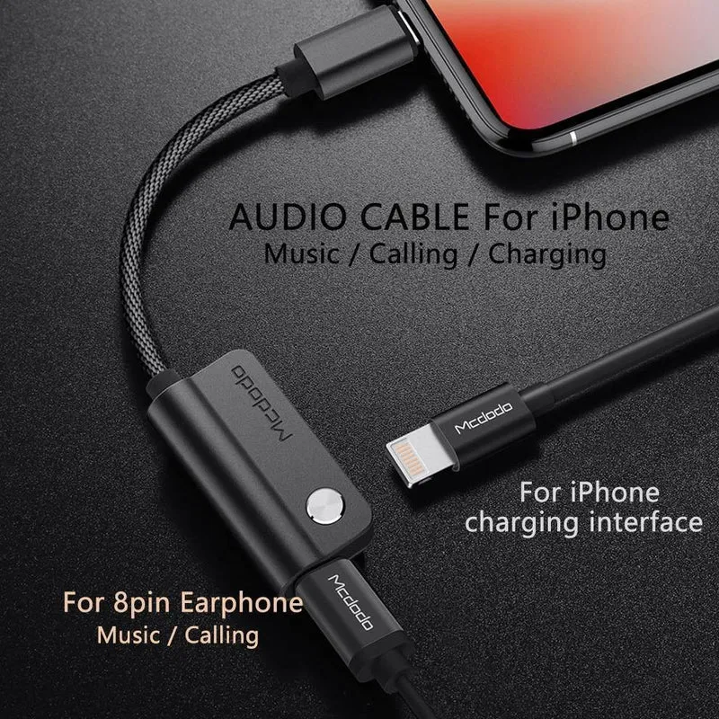 Kabeladapter für Lightning für Lightning für iPhone X 8 7 Plus Kopfhörerkabel Audiokabel Laden Anrufen Daten Musik