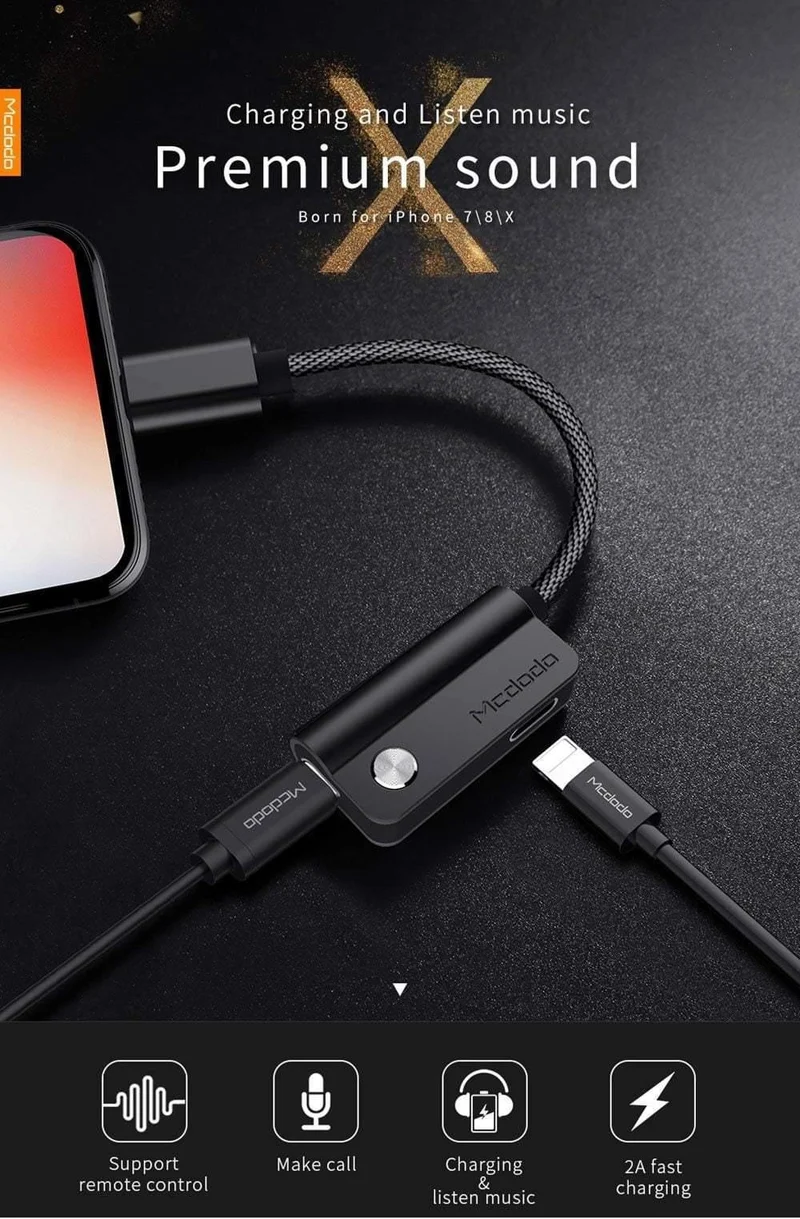 Kabeladapter für Lightning für Lightning für iPhone X 8 7 Plus Kopfhörerkabel Audiokabel Laden Anrufen Daten Musik