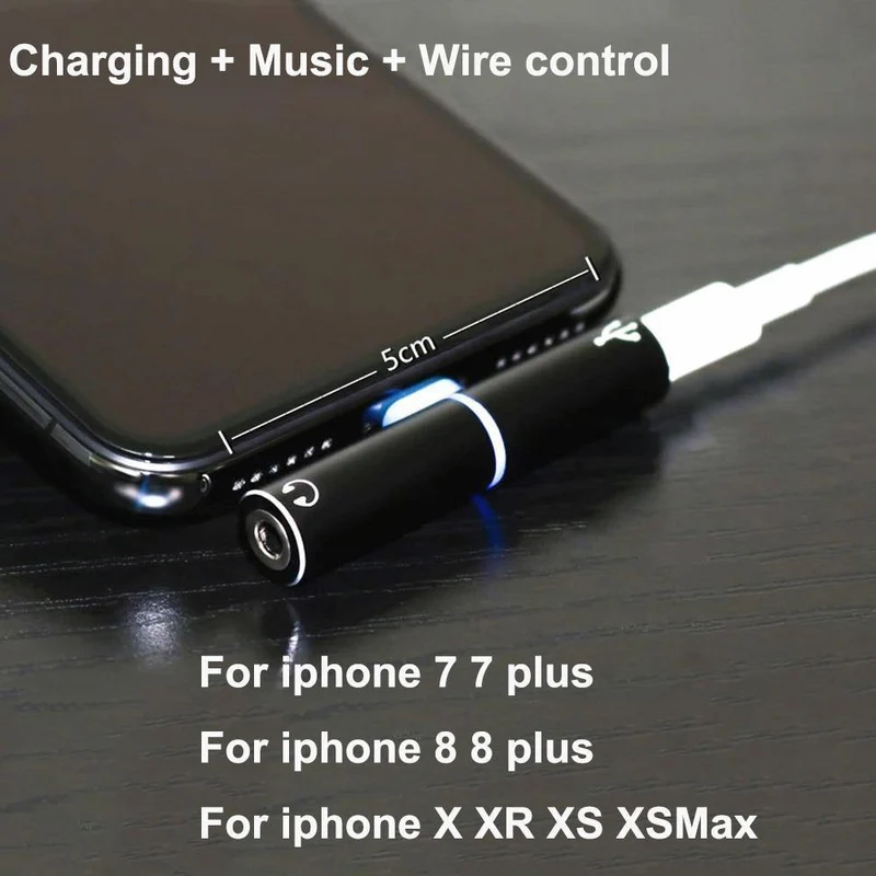 T-Typ-Dual-Adapter auf 3.5-mm-Klinken-Kopfhörer-Kopfhörer-Aux-Audio-Adapter-Konverter für Apple iPhone 8/7/7 Plus IOS 11