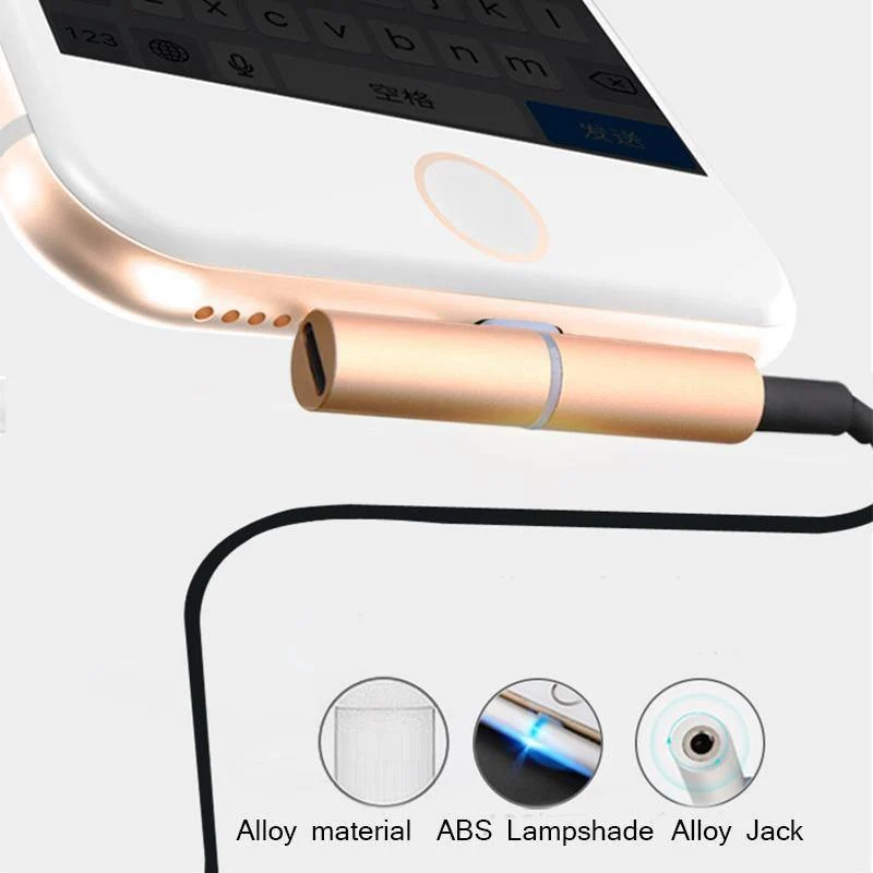 T-Typ-Dual-Adapter auf 3.5-mm-Klinken-Kopfhörer-Kopfhörer-Aux-Audio-Adapter-Konverter für Apple iPhone 8/7/7 Plus IOS 11