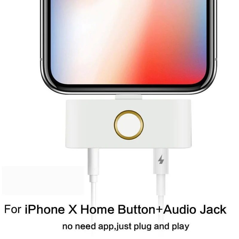 Für iPhone X XR XS MAX Home-Taste Audio Ladegerät Adapter Home-Taste 3.5mm Kopfhörer AUX Jack Audio Konverter externe HOME-Taste