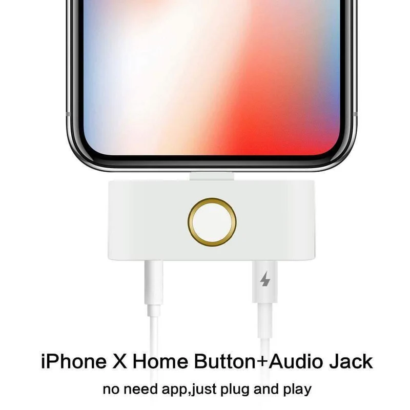 Für iPhone X XR XS MAX Home-Taste Audio Ladegerät Adapter Home-Taste 3.5mm Kopfhörer AUX Jack Audio Konverter externe HOME-Taste