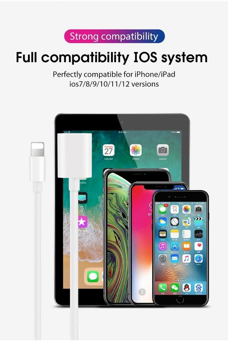 Lightning Verlängerungskabel Buchse zu Stecker Adapter Audio Konverter für iPhone x 8 7 6 5 iPad Ladegerät Daten 8 Pin aufladen