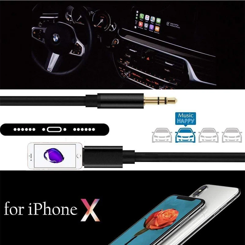 Spring Aux Adapterkabel für iPhone X 8 Plus 2 in 1 Beleuchtung auf 3.5 mm Auto-Audio-Verlängerungskonverterkabel, unterstützt iOS 11