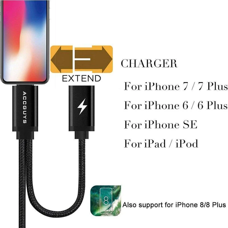Spring Aux Adapterkabel für iPhone X 8 Plus 2 in 1 Beleuchtung auf 3.5 mm Auto-Audio-Verlängerungskonverterkabel, unterstützt iOS 11