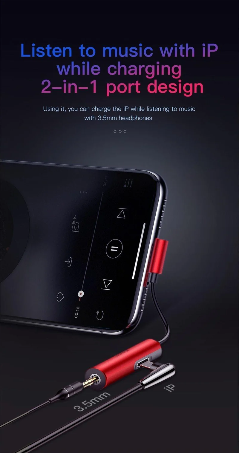 Baseus 2-in-1-Aux-Audiokabel-Splitter für iPhone