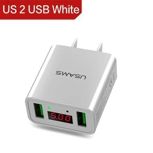 USAMS 2/3-Port USB-Telefonladegerät LED-Anzeige EU/US-Stecker Das Max 2.4A intelligente Schnelllade-Mobilladegerät für iPhone iPad