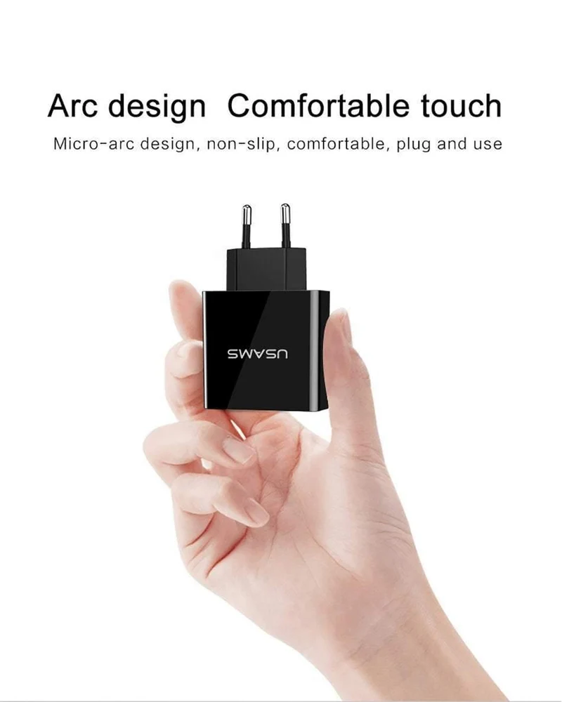 USAMS 2/3-Port USB-Telefonladegerät LED-Anzeige EU/US-Stecker Das Max 2.4A intelligente Schnelllade-Mobilladegerät für iPhone iPad