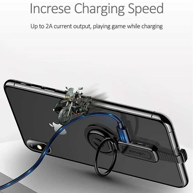 Beleuchtung Dual Adapter & Ring Halter USAMS 3.5mm Audio & ladegerät Einstellen Telefon Halter schnelle lade für iPhone iOS Adapter OTG