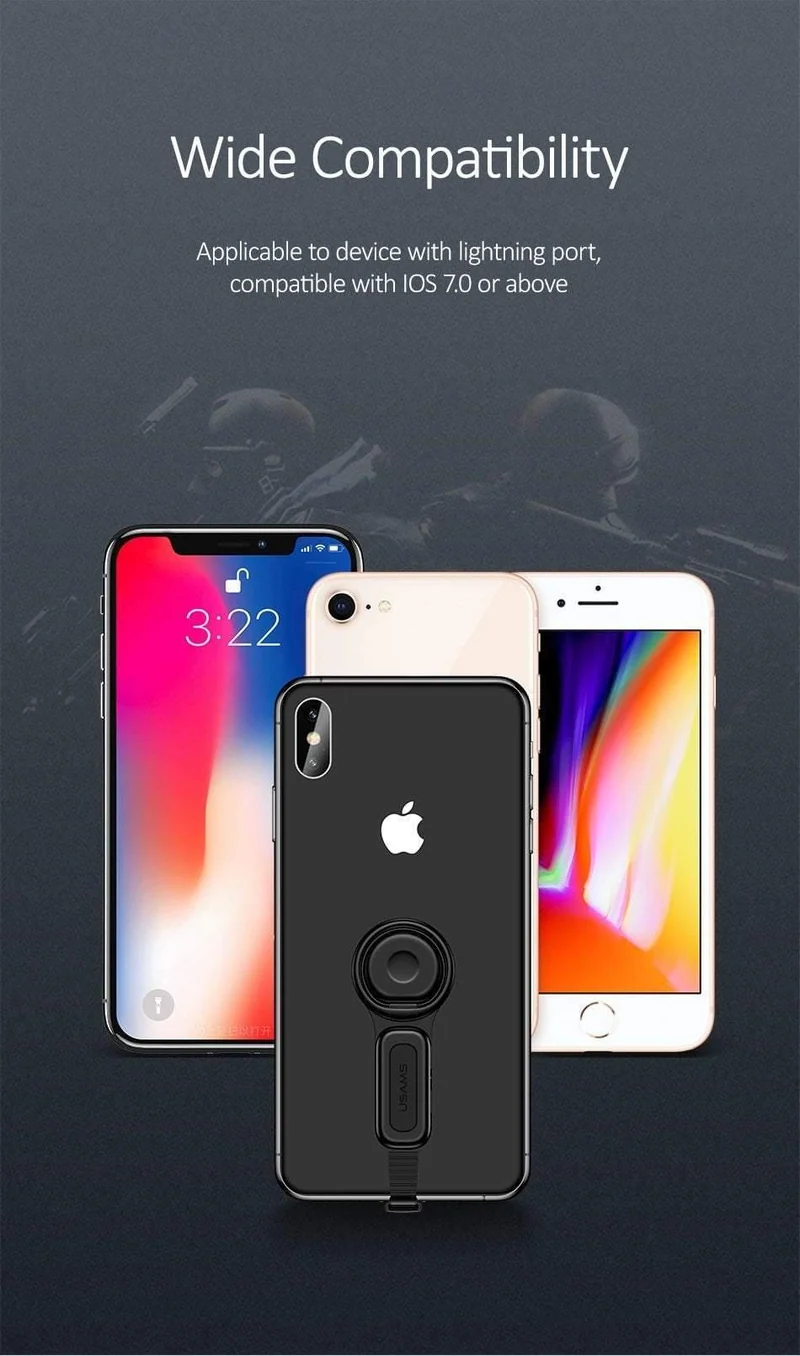 Beleuchtung Dual Adapter & Ring Halter USAMS 3.5mm Audio & ladegerät Einstellen Telefon Halter schnelle lade für iPhone iOS Adapter OTG