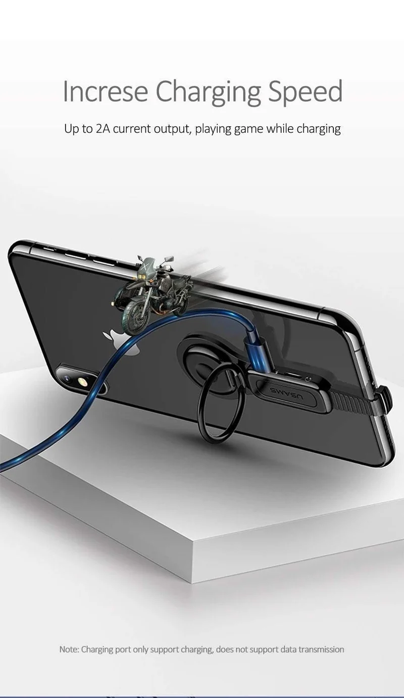 Beleuchtung Dual Adapter & Ring Halter USAMS 3.5mm Audio & ladegerät Einstellen Telefon Halter schnelle lade für iPhone iOS Adapter OTG