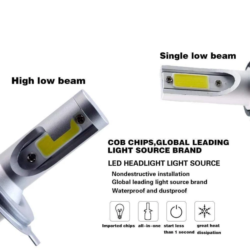 2PCS H7 H4 LED H1 H9 H8 H11 Birne 72W Scheinwerfer Auto Lampe Mit Fan Auto COB Licht 6000K Weiß 12V Automobil LED lampe BH