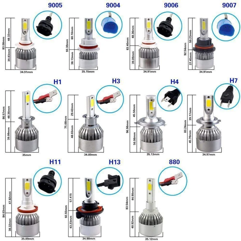 2PCS H7 H4 LED H1 H9 H8 H11 Birne 72W Scheinwerfer Auto Lampe Mit Fan Auto COB Licht 6000K Weiß 12V Automobil LED lampe BH