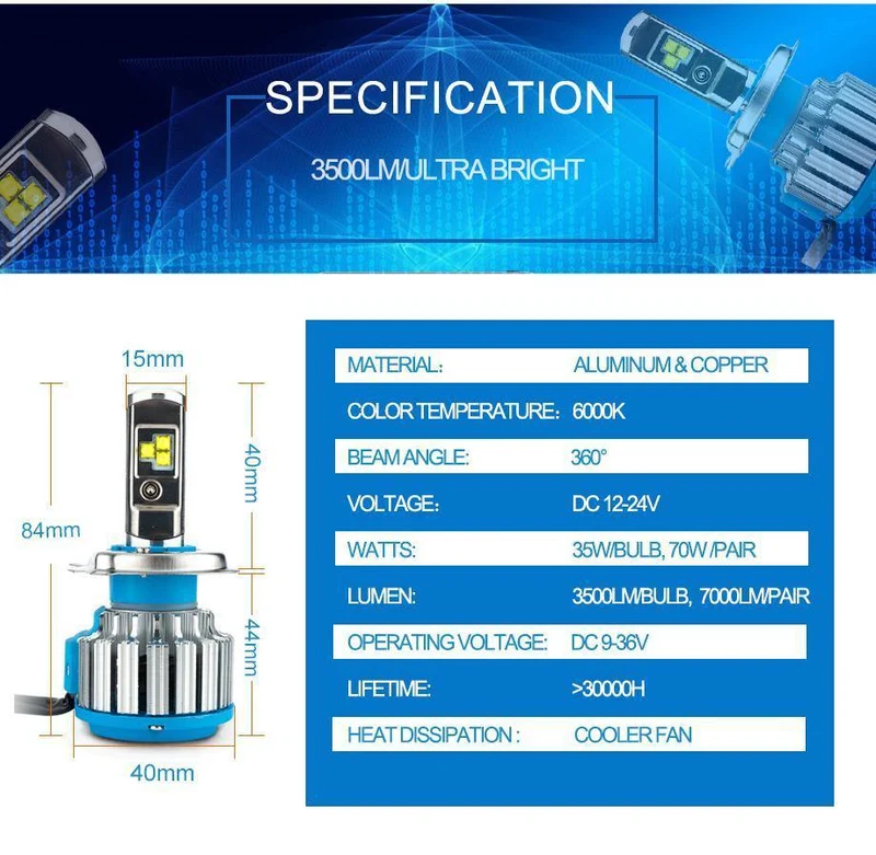 H7 H4 LED Auto Super Helle Scheinwerfer Lampen H1 H3 H11 Led Lampe h4 H8 H9 9005 9006 HB4 HB3 Auto Nebel Licht 70 W 7000LM 6500 K