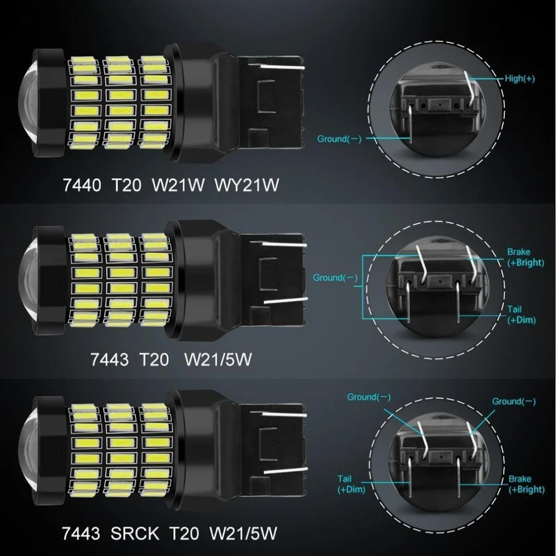 2 stücke T20 7440 W21W LED 7443 SRCK W21/5W Led-lampen WY21W 12V 1200LM Auto Lichter Blinker Bremse Reverse Schwanz Lampe Auto Birne