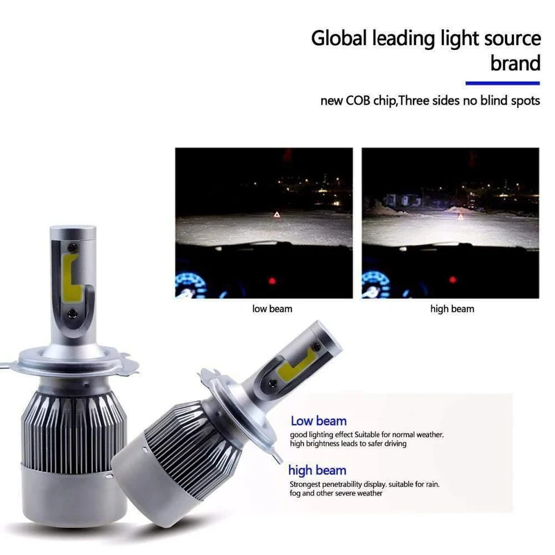 H4 H7 H13 H11 H1 9005 9006 COB LED-Scheinwerfer 72W Auto LED-Scheinwerfer Birnenscheinwerfer 9004 Light Pure White 6000-6500K EH