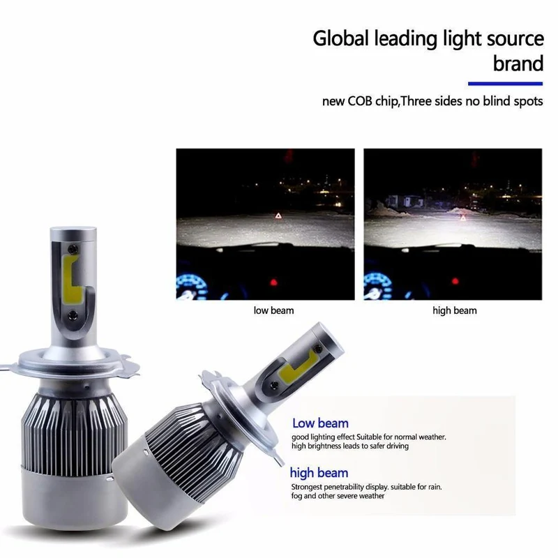 H4 H7 H13 H11 H1 9005 9006 COB LED-Scheinwerfer 72W Auto LED-Scheinwerfer Birnenscheinwerfer 9004 Light Pure White 6000-6500K EH