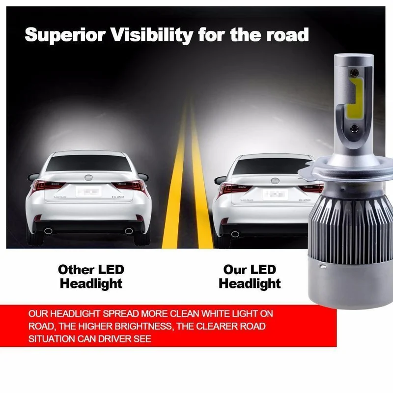 H4 H7 H13 H11 H1 9005 9006 COB LED-Scheinwerfer 72W Auto LED-Scheinwerfer Birnenscheinwerfer 9004 Light Pure White 6000-6500K EH