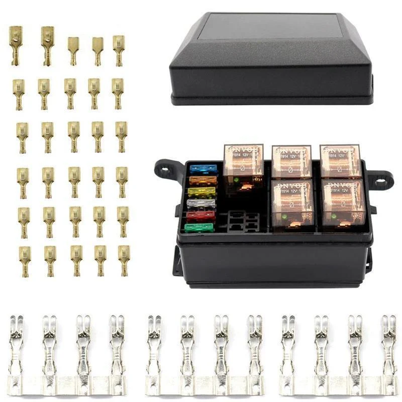 Universal DC 12V Auto Marine Boot 6-Wege-Relais + 6-Slot ATO/ATC Blade Sicherungshalter Box Block Auto Auto Ersatzteile Sicherungen