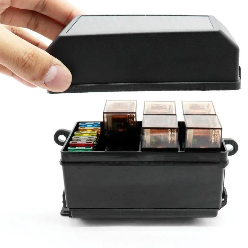 Universal DC 12V Auto Marine Boot 6-Wege-Relais + 6-Slot ATO/ATC Blade Sicherungshalter Box Block Auto Auto Ersatzteile Sicherungen