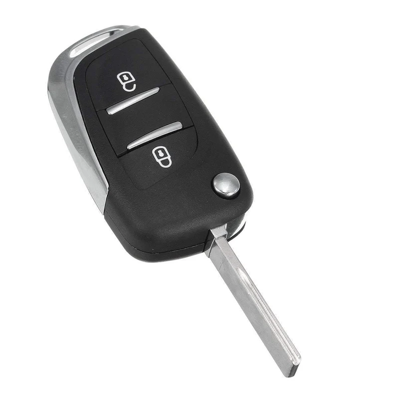 Modifizierter 2-Tasten-Autoschlüsselgehäuse mit Klappfernbedienung, ungeschliffener Klinge für Peugeot 107 207 307 308 407, Auto-Ersatzteile