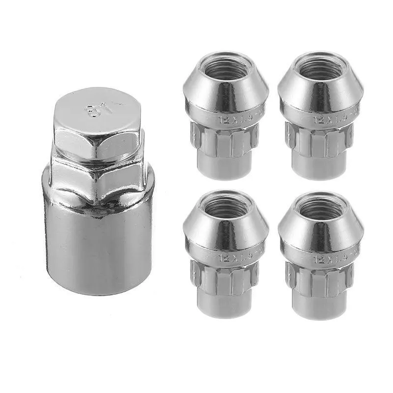 4 Stück 12 x 1.5 mm Alu-Radmuttern, 60 Grad konische Sicherheitsschrauben mit Schlüssel, Anti-Diebstahl-Racing-Auto-Auto-Ersatzteile