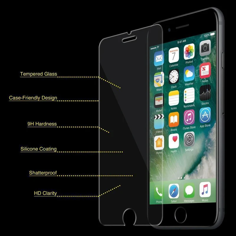 Anti-Fingerabdruck, Displayschutz aus gehärtetem Glas für iPhone 7 Plus - Transparent