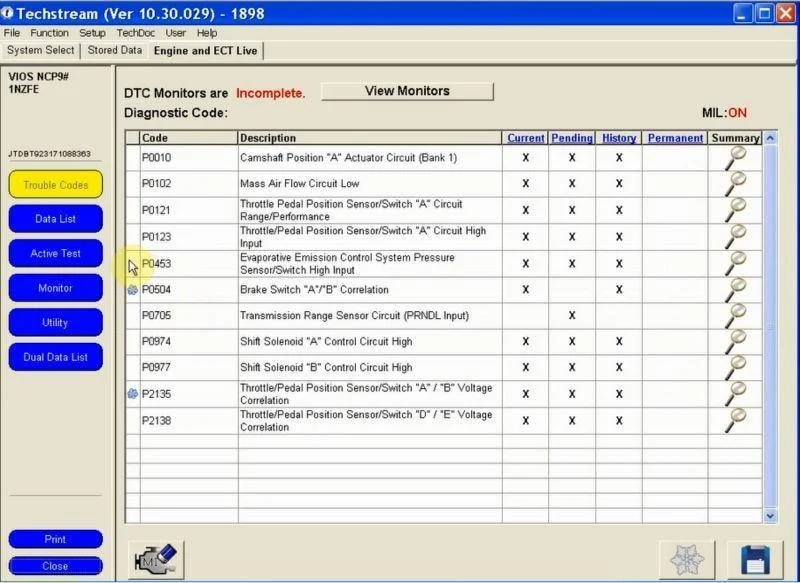 Einzelkabel Mini-VCI J2534 FÜR Toyota / Lexus TIS Techstream V13.00.022 Diagnosewerkzeugkabel MINI VCI