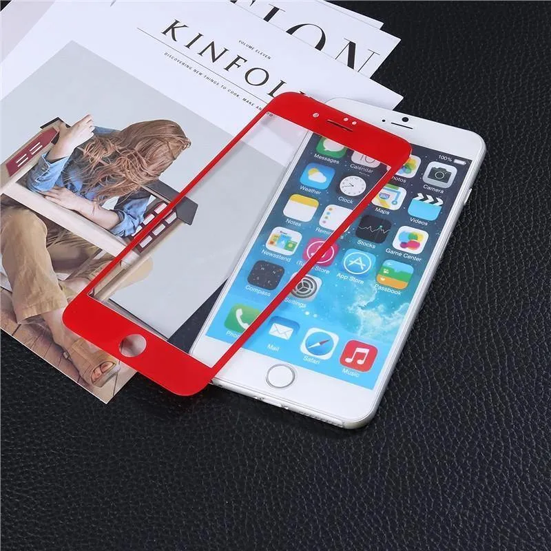 Displayschutzfolie aus gehärtetem Glas mit 3D-Kanten und abgerundeten Kanten, vollständige Abdeckung für iPhone 7 Plus (rot)