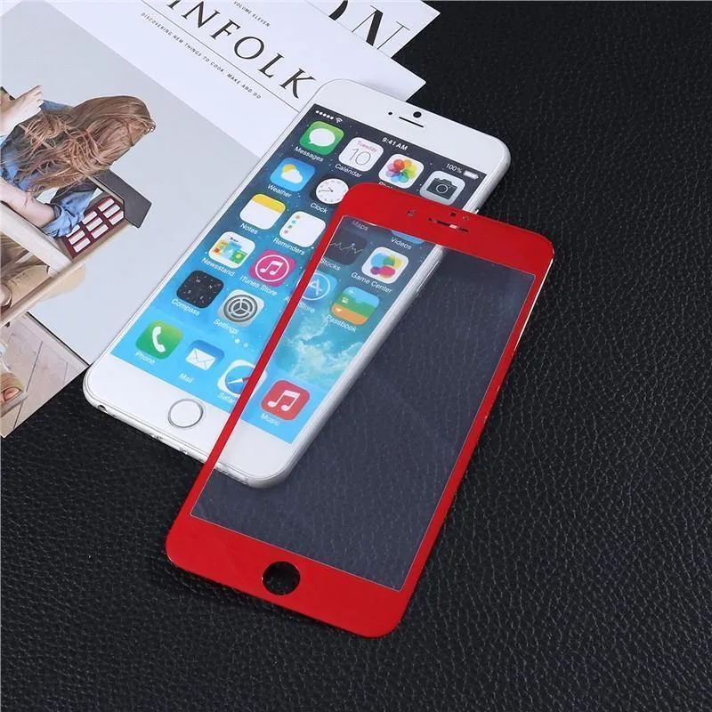 Displayschutzfolie aus gehärtetem Glas mit 3D-Kanten und abgerundeten Kanten, vollständige Abdeckung für iPhone 7 Plus (rot)