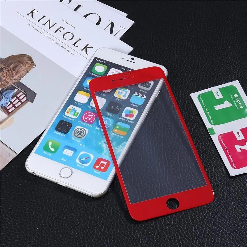 Displayschutzfolie aus gehärtetem Glas mit 3D-Kanten und abgerundeten Kanten, vollständige Abdeckung für iPhone 7 Plus (rot)