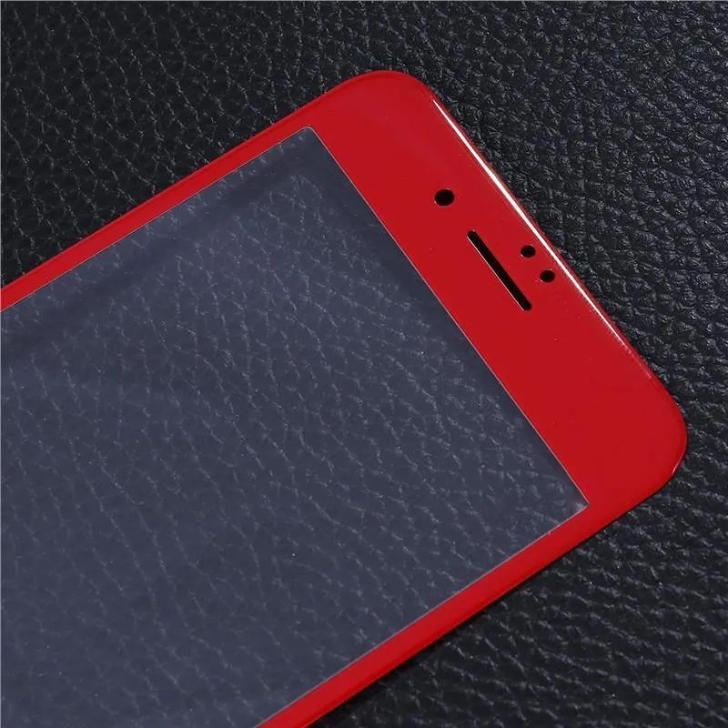 Displayschutzfolie aus gehärtetem Glas mit 3D-Kanten und abgerundeten Kanten, vollständige Abdeckung für iPhone 7 Plus (rot)