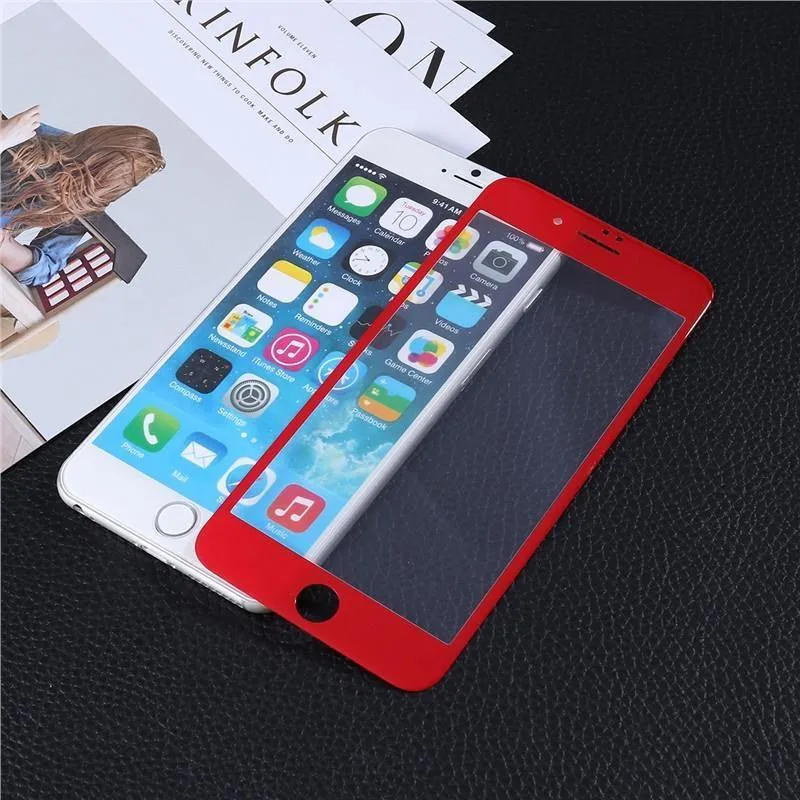 Displayschutzfolie aus gehärtetem Glas mit 3D-Kanten und abgerundeten Kanten, vollständige Abdeckung für iPhone 7 Plus (rot)